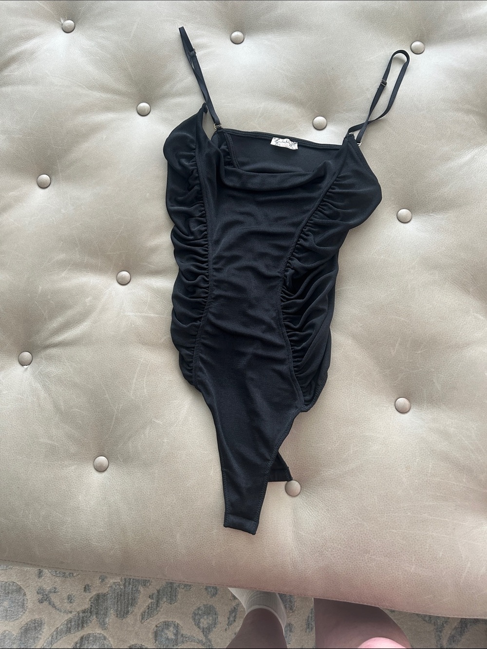 Free People Black Ruched Bodysuit Tank